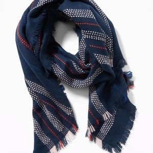 Old Navy Textured Fringe Scarf, 32" x 72", Navy Bl